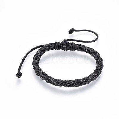 Braided Leather Cord Bracelets BJEW-F347-10B-1