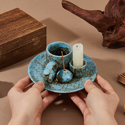 Porcelain Incense Burners Holder AJEW-WH0696-685-1