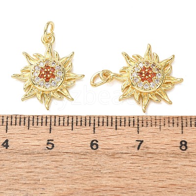 Brass Micro Pave Orange Cubic Zirconia Pendants CU-E003-16G-B-1