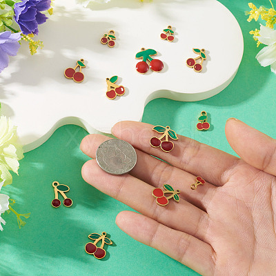 12Pcs 12 Styles 304 Stainless Steel Enamel Charms STAS-TA0003-33-1