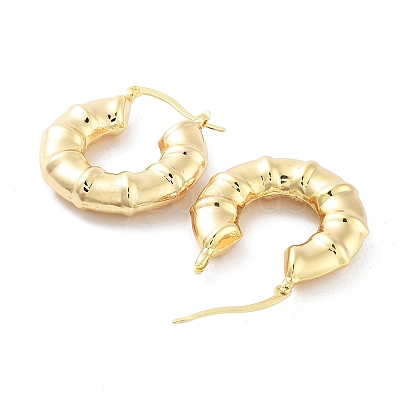 Brass Hoop Earrings EJEW-H301-01G-01-1