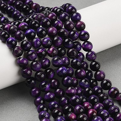 Grade B Natural Purple Tiger Eye Beads Strands X-G-F591-18-8mm-1