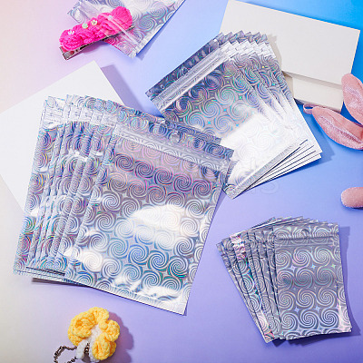 60Pcs 3 Styles Laser Plastic Resealable Bags ABAG-TA0001-56B-1