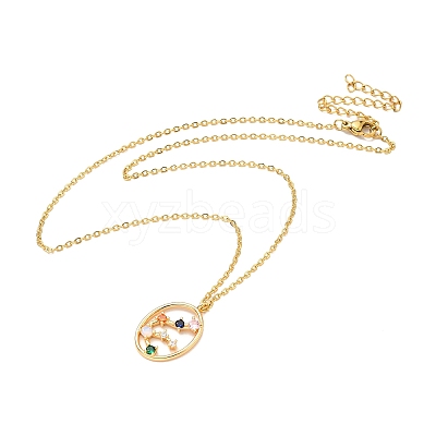 Colorful Cubic Zirconia Constellation Pendant Necklace NJEW-H166-01B-1