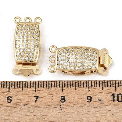 Brass Micro Pave Clear Cubic Zirconia Box Clasps KK-L255-02G-05-1