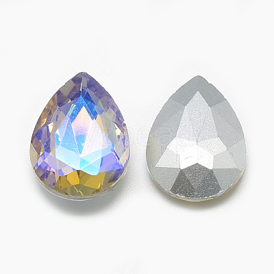 Pointed Back Glass Rhinestone Cabochons RGLA-T017-10x14mm-09-1