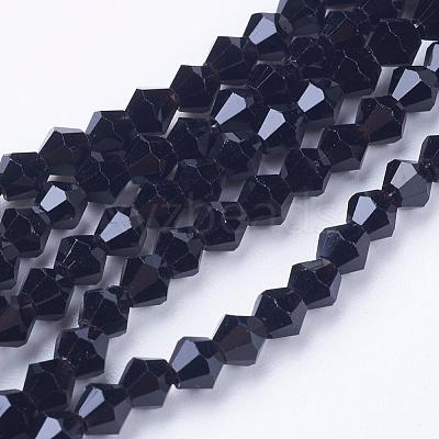 Black Glass Bicone Beads Strands X-GLAA-S026-10-1