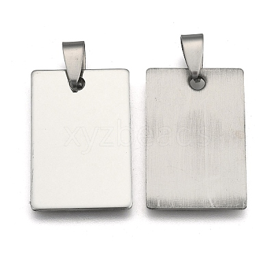 Non-Tarnish 201 Stainless Steel Rectangle Mirror Polished Finish Stamping Blank Tag Pendants LS-STAS-S030-01-1