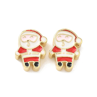 Christmas Brass Enamel Beads KK-I474-G28-1