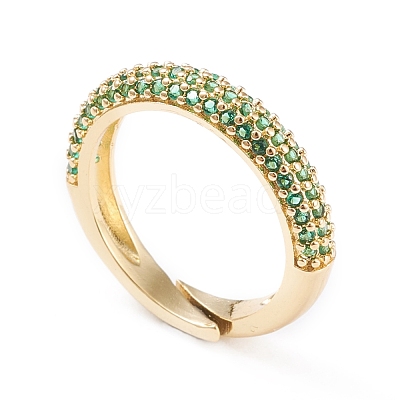 Adjustable Brass Micro Pave Cubic Zirconia Cuff Rings RJEW-L098-007-G-1