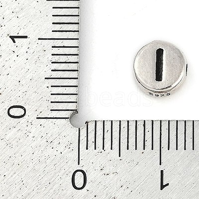 925 Sterling Silver Flat Round with Letter Beads STER-G044-01AS-I-1