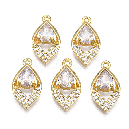 Brass Micro Pave Clear Cubic Zirconia Pendants ZIRC-T015-005G-NF-1