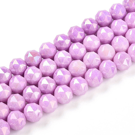 Anti-Tarnish Electroplate Glass Beads Strands X-GLAA-N010-8mm-10-1