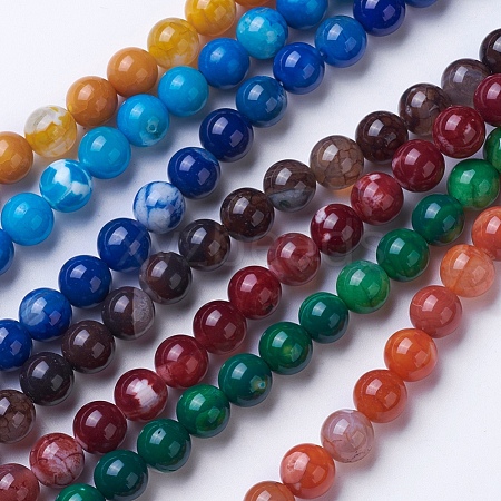 Natural Agate Beads Strands G-G754-8mm-1