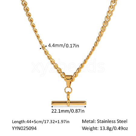 Hip-hop Stainless Steel T Bar Pendant Twisted Chain Necklaces for Women OE1872-2-1