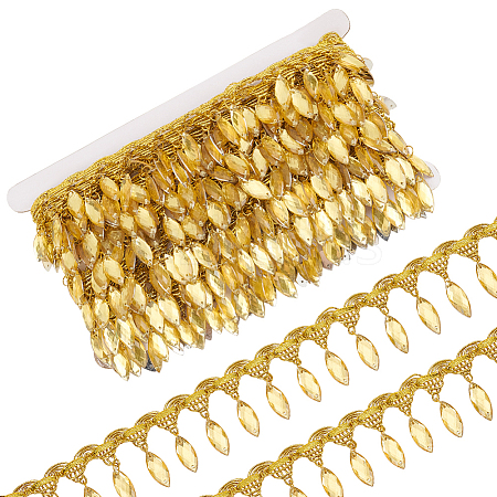 Polyester Lace Ribbon with Plastic Charms Tassel OCOR-WH0078-202B-01-1