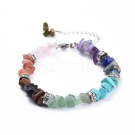 Chip Natural & Synthetic Mixed Stone Bracelets BJEW-JB04394-1