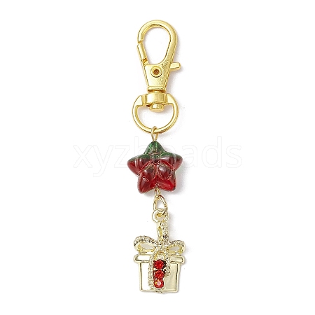 Christmas Theme Alloy Enamel with Rhinestone Pendant Decoration KEYC-JKC00977-02-1