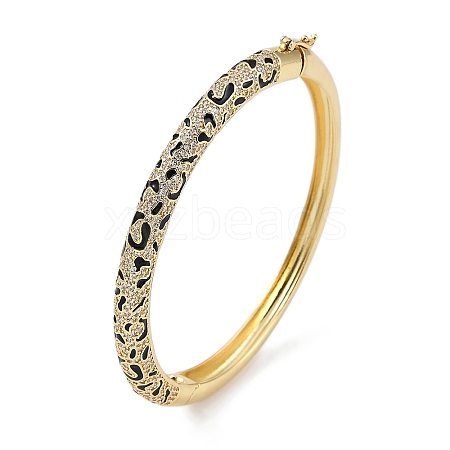 Rack Plating Brass Micro Pave Cubic Zirconia Bangles BJEW-P341-01G-1