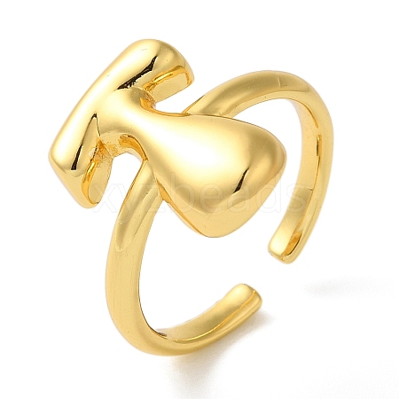 Initials Brass Open Cuff Ring for Women RJEW-N046-02T-G-1