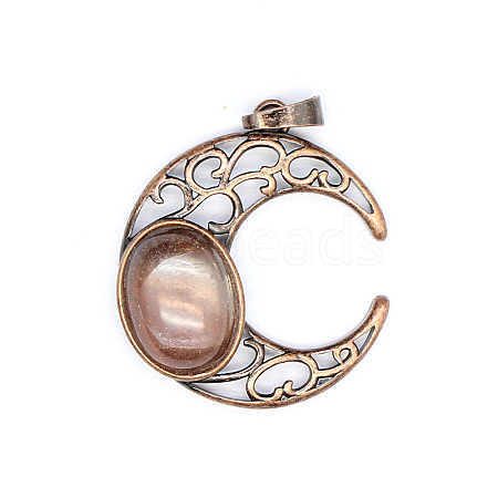 Retro Hollow Synthetic Cherry Quartz Glass Pendants PW-WGE1A4B-02-1