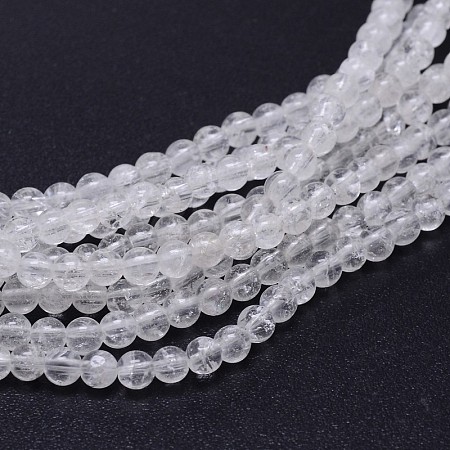 Natural Quartz Crystal Round Beads Strands X-G-J303-01-4mm-1