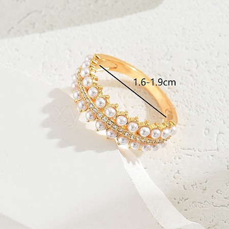 Exquisite Copper Inlaid Zircon Pearl Fashion Ring for Women Party Gift LE9138-4-1