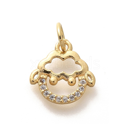 Rack Plating Brass Micro Pave Cubic Zirconia Pendants KK-H508-28G-06-1