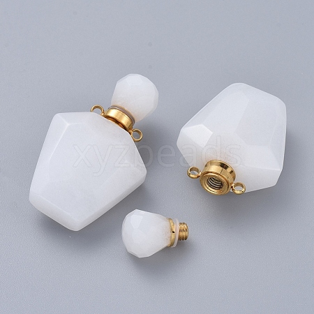 Faceted Natural White Jade Openable Perfume Bottle Pendants G-E564-09A-G-1
