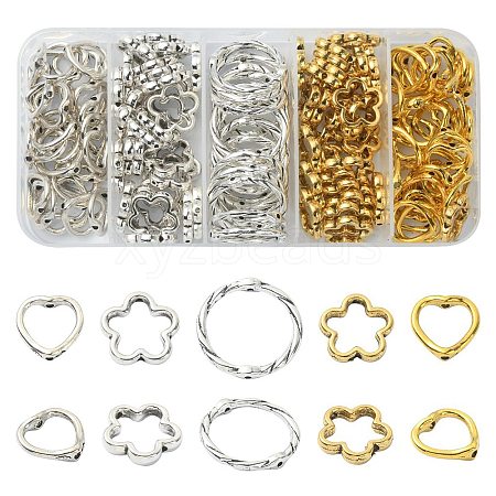 140Pcs 5 Style Tibetan Style Alloy Bead Frames FIND-YW0004-44-1