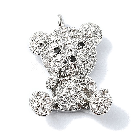 Rack Plating Brass Pave Cubic Zirconia Pendants KK-M282-40P-1