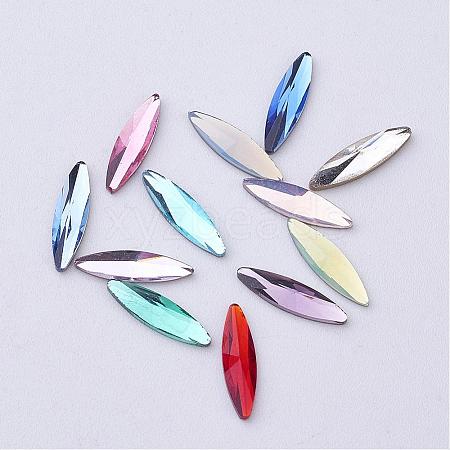 Flat Back K9 Glass Rhinestone Cabochons RGLA-F034-3x11mm-M-1