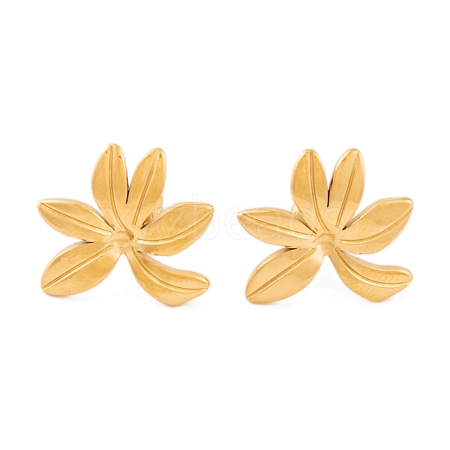 Ion Plating(IP) Flower 304 Stainless Steel Stud Earrings for Women EJEW-L272-031G-02-1