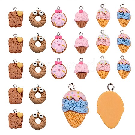 30Pcs 6 Styles Resin Pendants RESI-CJ0001-226-1