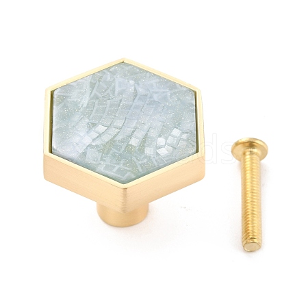 Hexagon with Marble Pattern Brass Box Handles & Knobs DIY-P054-C01-1