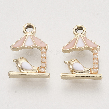 Light Gold Plated Alloy Charms X-ENAM-T009-44C-1