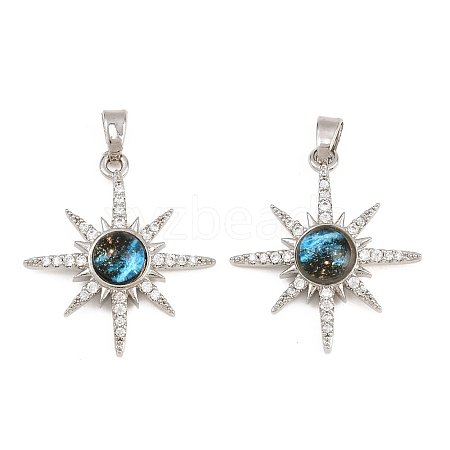 Brass Micro Pave Cubic Zirconia Pendants KK-C037-05P-1