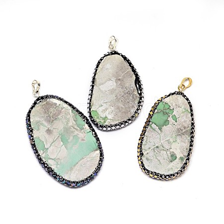Natural Seven-colour Jade/Apple Stone Pendants G-M269-46-1