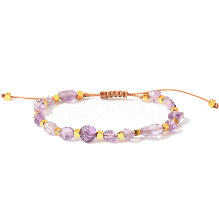 Natural Amethyst Braided Bead Bracelets PW-WGF95B2-07-1