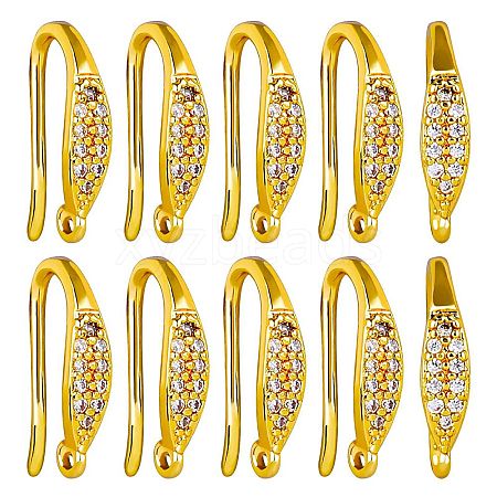 10 Pairs Brass Micro Pave Clear Cubic Zirconia Earring Hooks ZIRC-SZ0005-19B-1