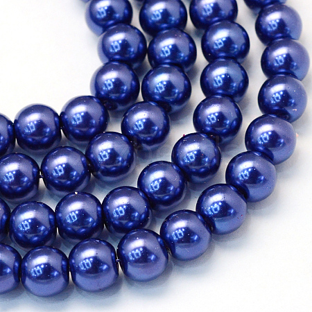 Baking Painted Pearlized Glass Pearl Round Bead Strands HY-Q003-10mm-19-1