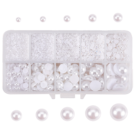 ABS Plastic Imitation Pearl Cabochons SACR-PH0007-09-1