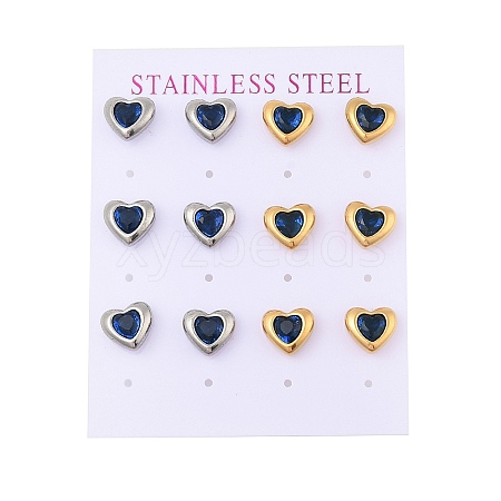 Ion Plating(IP) 304 Stainless Steel Heart Stud Earrings EJEW-C099-13PG-04-1