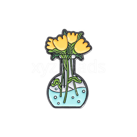 Flower Pot Alloy Enamel Brooches PW-WG1CC6F-04-1