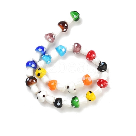 Mushroom Handmade Lampwork Beads Strands LAMP-R116-03-1