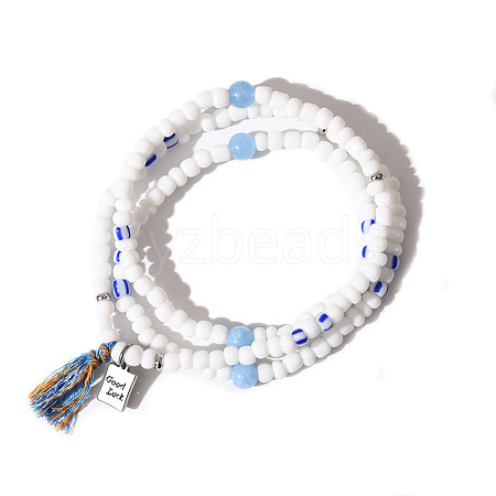 Glass Seed Beads Wrap Bracelets for Women PW-WGF01E4-01-1