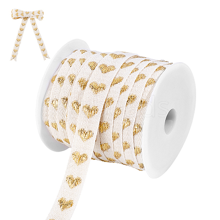 25 Yards Heart Pattern Cotton Ribbons SRIB-BC0001-48B-1