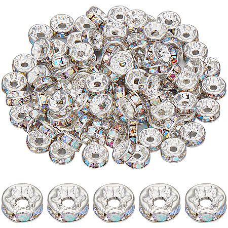 SUNNYCLUE 200Pcs Brass Rhinestone Spacer Beads FIND-SC0007-06-1