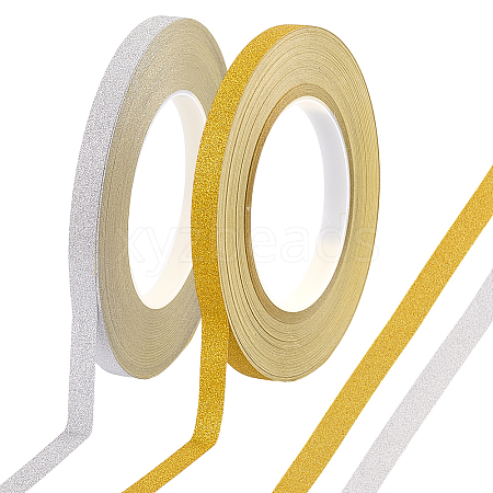 2 Rolls 2 Colors 50M Glitter Adhesive Plastic Tapes DIY-GF0011-22-1