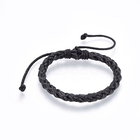 Braided Leather Cord Bracelets BJEW-F347-10B-1